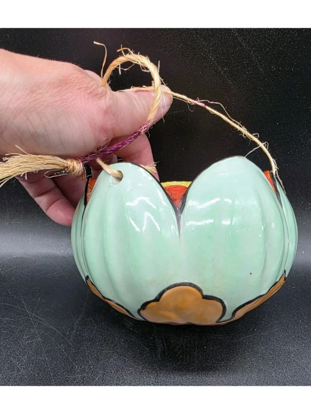 Vintage Lusterware Hanging Floral Frog Planter Pot Made In Japan Boho MCM